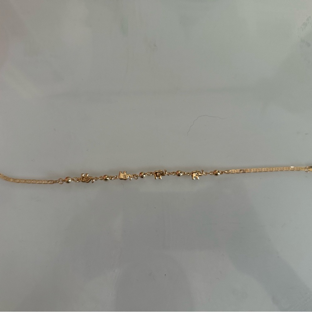 Gold Anklet with Elephants